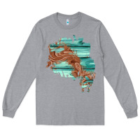 Heather Grey wood leather patch Long Sleeve Tee - AdoDesignShop