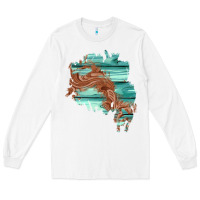 White wood leather patch Long Sleeve Tee - AdoDesignShop