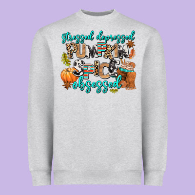 Stressed Depressed Pumpkin Spice Obsessed Heavyweight Sweatshirt Designed By Adodesignshop