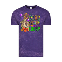Cloud Purple mardi gras dead inside but lucky  with skeleton Vintage Tee - AdoDesignShop