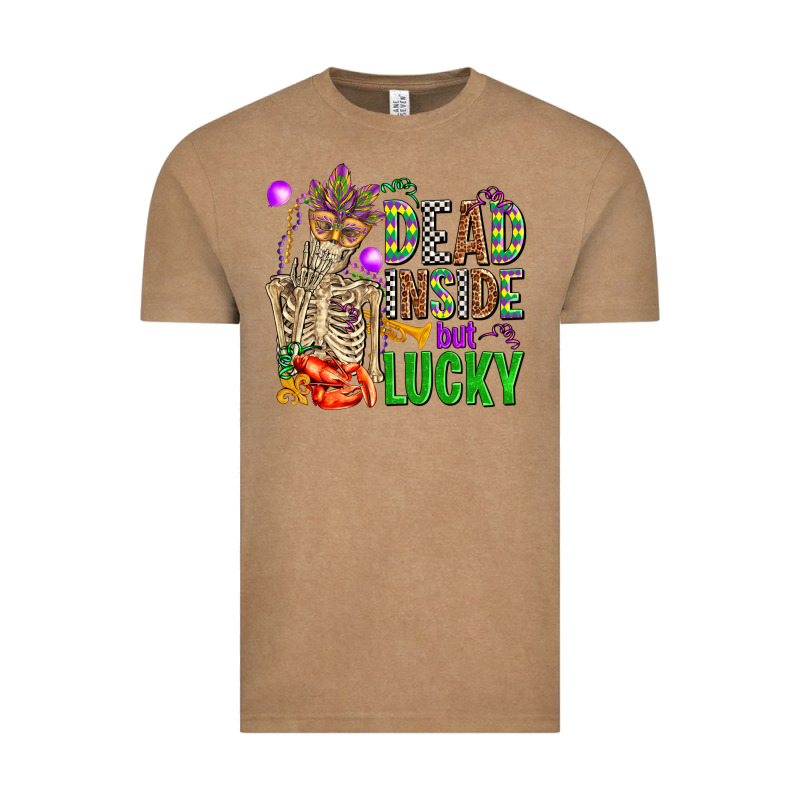 Mardi Gras Dead Inside But Lucky  With Skeleton Vintage Tee by AdoDesignShop | Teevron