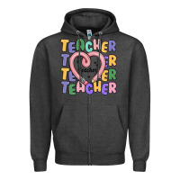 Charcoal Heather teacher and pencil heart Zipper Hoodie - MaliasSmallBusiness