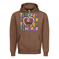 Chestnut teacher and pencil heart Zipper Hoodie - MaliasSmallBusiness