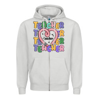 Dove Grey teacher and pencil heart Zipper Hoodie - MaliasSmallBusiness