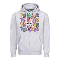 Heather Grey teacher and pencil heart Zipper Hoodie - MaliasSmallBusiness