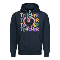 Navy teacher and pencil heart Zipper Hoodie - MaliasSmallBusiness