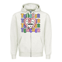 Oatmeal Heather teacher and pencil heart Zipper Hoodie - MaliasSmallBusiness