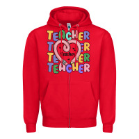 Red teacher and pencil heart Zipper Hoodie - MaliasSmallBusiness