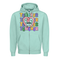 Seafoam teacher and pencil heart Zipper Hoodie - MaliasSmallBusiness