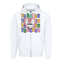White teacher and pencil heart Zipper Hoodie - MaliasSmallBusiness