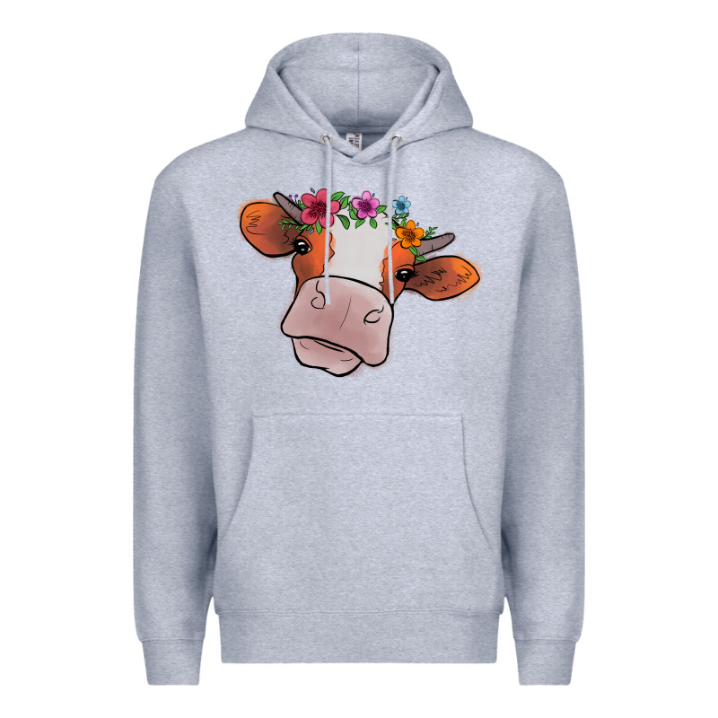 Cow With Flowers Premium Hoodie by Bettercallsaul | Teevron