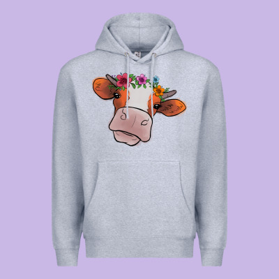 Cow With Flowers Premium Hoodie Designed By Bettercallsaul