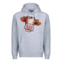 Heather Grey Cow With Flowers Premium Hoodie - Bettercallsaul