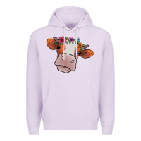 Lilac Cow With Flowers Premium Hoodie - Bettercallsaul