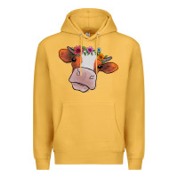 Mustard Cow With Flowers Premium Hoodie - Bettercallsaul