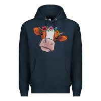 Navy Cow With Flowers Premium Hoodie - Bettercallsaul