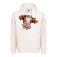 Pale Pink Cow With Flowers Premium Hoodie - Bettercallsaul