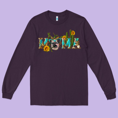 Western Mama Cow Long Sleeve Tee Designed By Artiststas