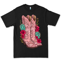 Black floral cowgirl boots Premium Tee - texasbilliewilder