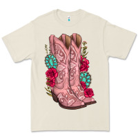 Bone floral cowgirl boots Premium Tee - texasbilliewilder