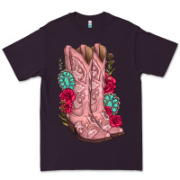 Plum floral cowgirl boots Premium Tee - texasbilliewilder