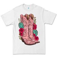 White floral cowgirl boots Premium Tee - texasbilliewilder