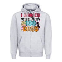 Heather Grey i danced my way through 100 days Zipper Hoodie - MaliasSmallBusiness