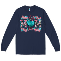 Navy cherry blossoms mom Long Sleeve Tee - Artiststas