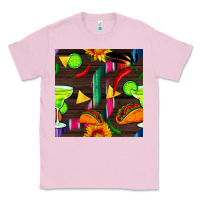 Bubblegum Pink margarita and taco seamless pattern Classic Tee - BundleAndBundleShop