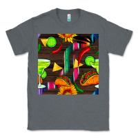 Charcoal Heather margarita and taco seamless pattern Classic Tee - BundleAndBundleShop