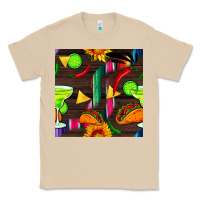 Mushroom margarita and taco seamless pattern Classic Tee - BundleAndBundleShop
