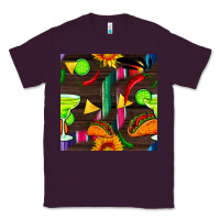 Plum margarita and taco seamless pattern Classic Tee - BundleAndBundleShop