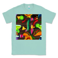 Seafoam margarita and taco seamless pattern Classic Tee - BundleAndBundleShop
