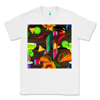 White margarita and taco seamless pattern Classic Tee - BundleAndBundleShop