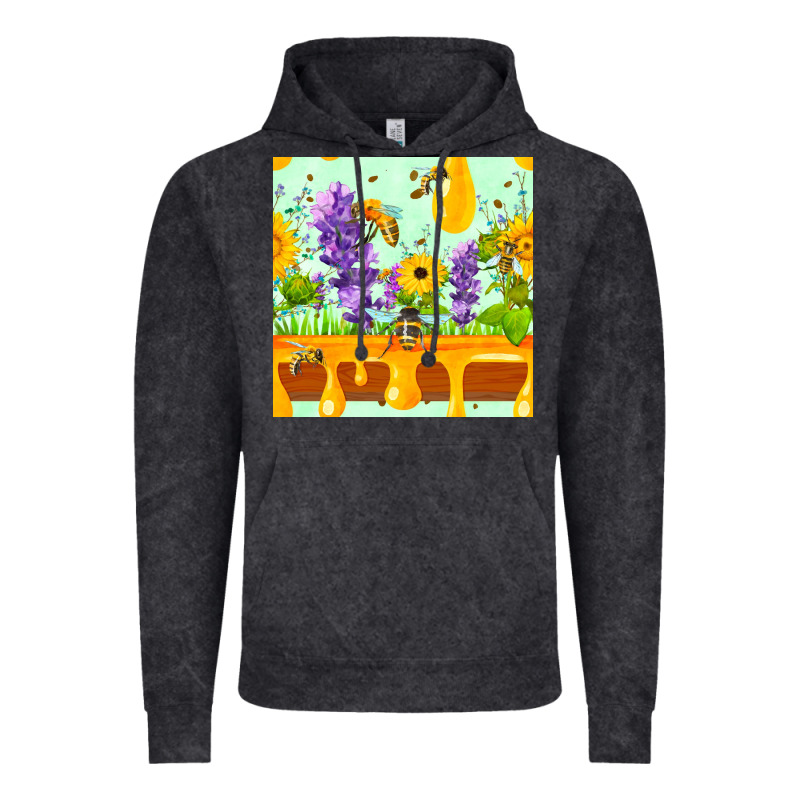 Honeydrip Bee Lavender Daisy Sunflower Seamless Pa Vintage Hoodie by FaDigitalArtStudio | Teevron