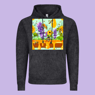 Honeydrip Bee Lavender Daisy Sunflower Seamless Pa Vintage Hoodie Designed By Fadigitalartstudio