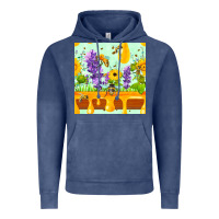 Vintage Denim honeydrip bee lavender daisy sunflower seamless pa Vintage Hoodie - FaDigitalArtStudio
