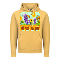 Vintage Mustard honeydrip bee lavender daisy sunflower seamless pa Vintage Hoodie - FaDigitalArtStudio