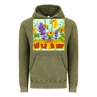Vintage Olive honeydrip bee lavender daisy sunflower seamless pa Vintage Hoodie - FaDigitalArtStudio