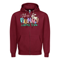 Burgundy some bunny loves you easter Zipper Hoodie - MaliasSmallBusiness