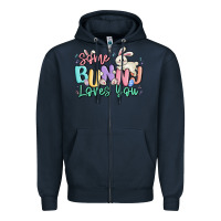 Navy some bunny loves you easter Zipper Hoodie - MaliasSmallBusiness