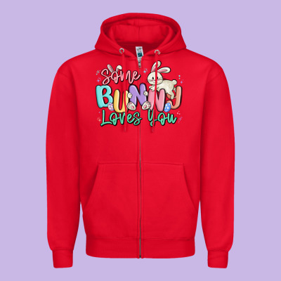 Some Bunny Loves You Easter Zipper Hoodie Designed By Maliassmallbusiness