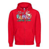 Red some bunny loves you easter Zipper Hoodie - MaliasSmallBusiness