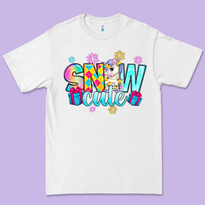 Premium Tee snow cute witc unicorn