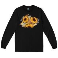 Black sunflower glitter leather patch Long Sleeve Tee - AdoDesignShop