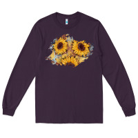 Plum sunflower glitter leather patch Long Sleeve Tee - AdoDesignShop