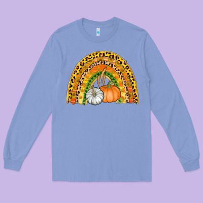 Fall Rainbow Long Sleeve Tee Designed By Adodesignshop