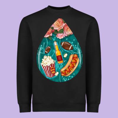 American Football And Western Roses Teardrop Heavyweight Sweatshirt Designed By Bundleandbundleshop