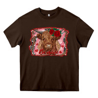 Chocolate Brown be mine cow Heavy Core Tee - RanaPortraitStore