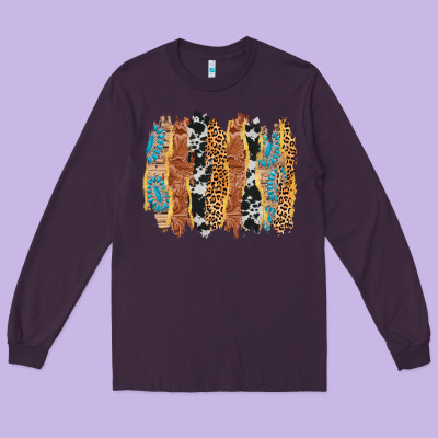 Western Brushstrokes Long Sleeve Tee Designed By Adodesignshop